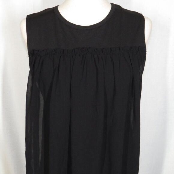 C Wonder Christian Siriano Black Ruffled Flowy Chiffon Overlay High Low Top XS - Picture 2 of 11